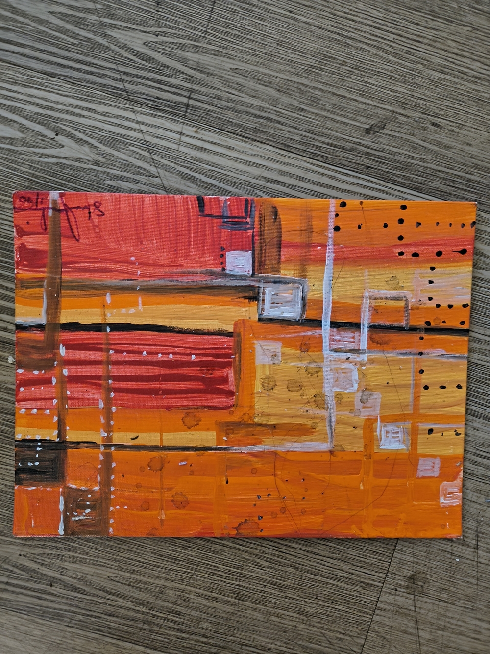 Abstract Orange & Red Painting